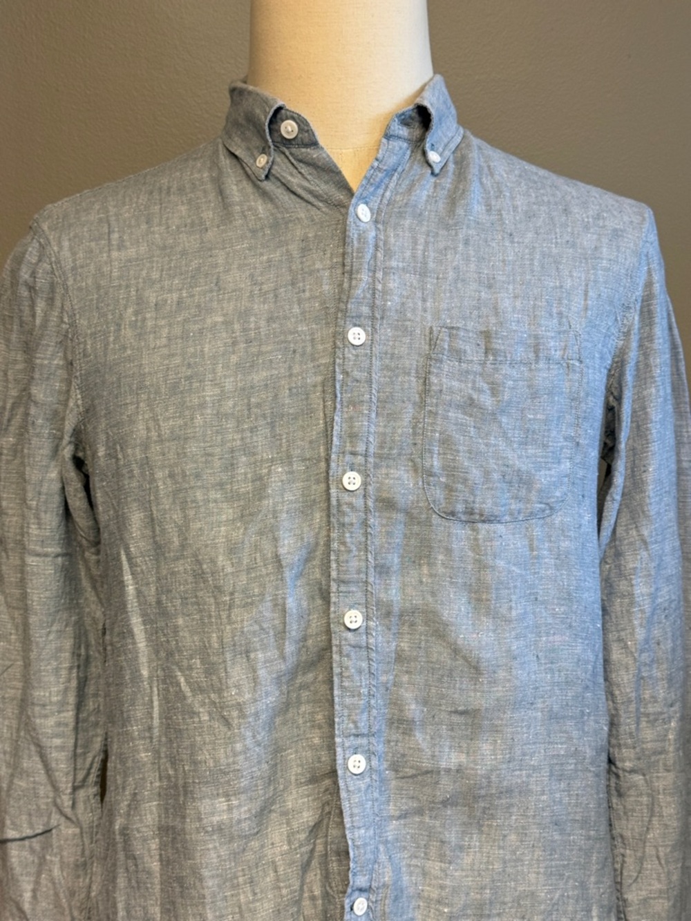 Club Monaco Linen Button Down Shirt Light Blue Slim Fit S - Picture 2 of 6